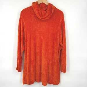 Vintage Henri Bendel Orange Chenille Cowl Neck Sweater L Art Teacher Dopamine